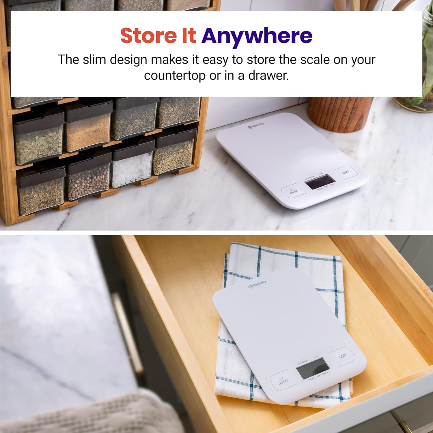 Etekcity Food Kitchen Scale, Digital Grams and Ounces for Weight Loss, Baking, Cooking, Keto and Meal Prep, LCD Display, Medium, 304 Stainless Steel 24hrsmart